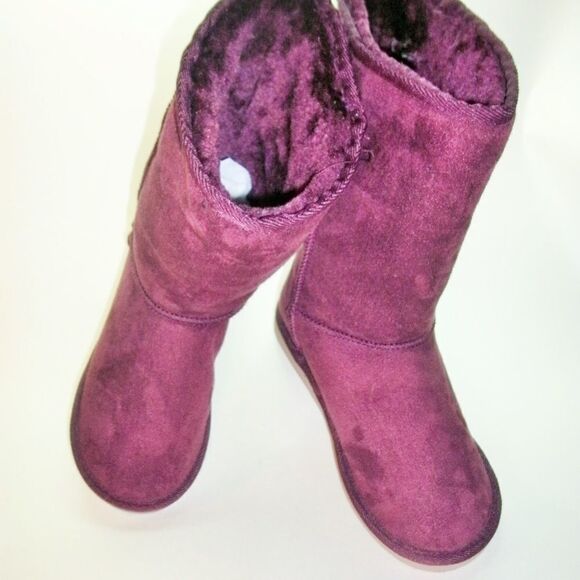 New Faux Fur Burgundy Boots Women’s 7 - Picture 7 of 8